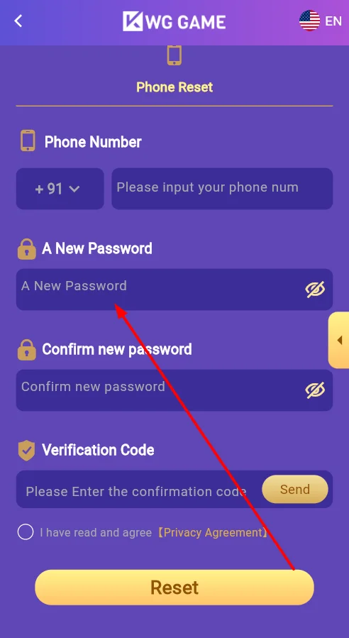 Set a new password